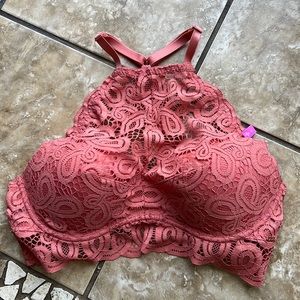 pink by VS peach orange lace bralette crop cami size large